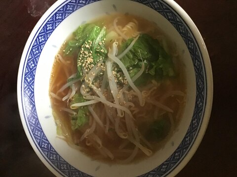 グリーンカールともやしの醤油ラーメン。